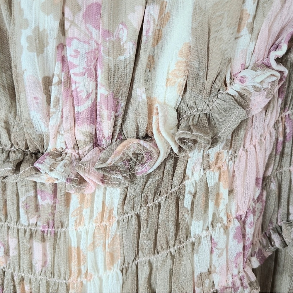❤️Sold❤️ Vici Collection Pink Tan Print Spaghetti Strap Flowy Maxi Dress - Picture 9 of 11